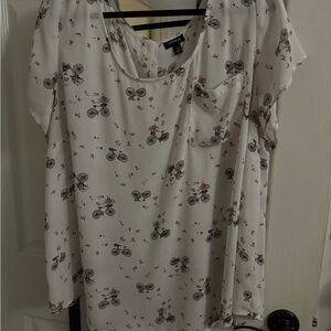 Torrid White Bicycle Print Blouse